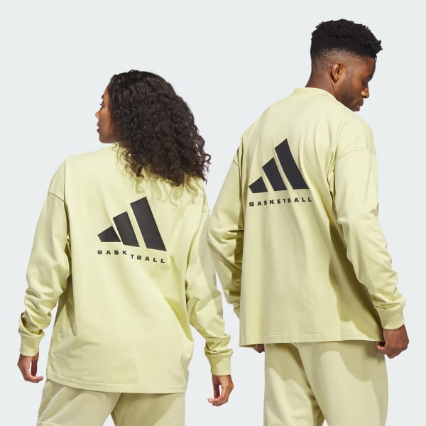 Amarillo Camiseta Basketball Manga Larga (Unisex)
