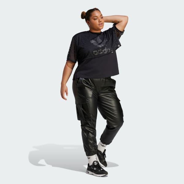 Black US adidas Lifestyle Tee adidas Big - Logo Size) | (Plus Women\'s Trefoil |