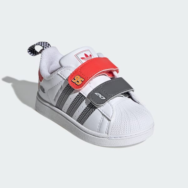 Blanco Zapatillas adidas Pixar Cars Superstar II con Cierre Cómodo para Niños