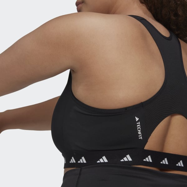 Schwarz Powerreact Training Medium-Support Techfit Sport-BH – Große Größen F6305
