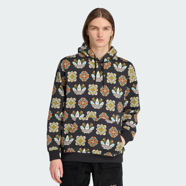 Tile Allover Print Loose Hoodie