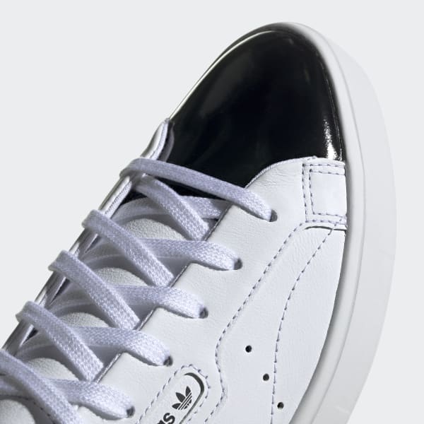 Adidas originals online white sleek trainers