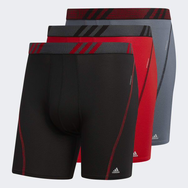 adidas Performance Mesh Graphic Boxer Briefs 3 Pairs - Red