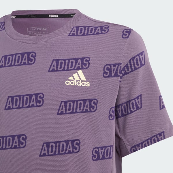 Purple Brand Love Golden Allover Print T-Shirt Kids