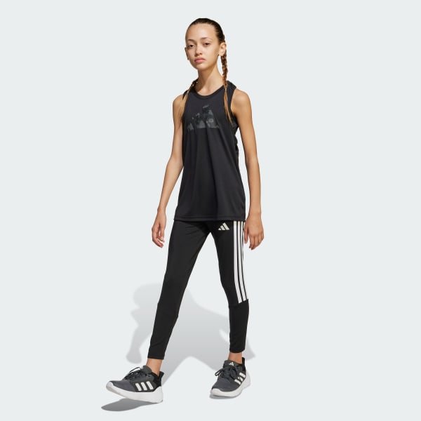 Negro Calzas Train Essentials 3 Tiras Kids Tiro Medio