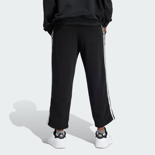 Siyah 3-Stripes Open Hem Loose Joggers