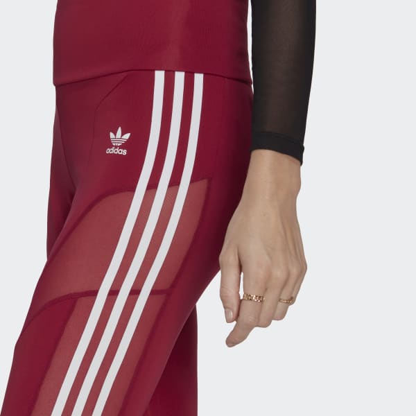 Adidas Originals 'Preppy Varsity' Plus Leggings In Burgundy-Red