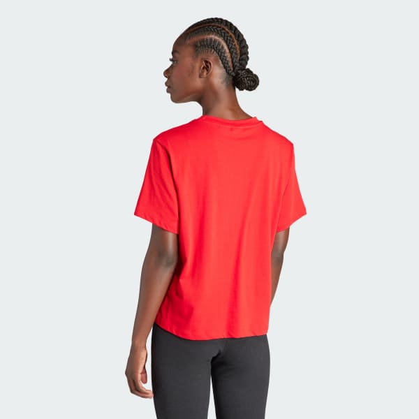 สีแดง เสื้อยืดทรงบ็อกซี Adicolor Trefoil