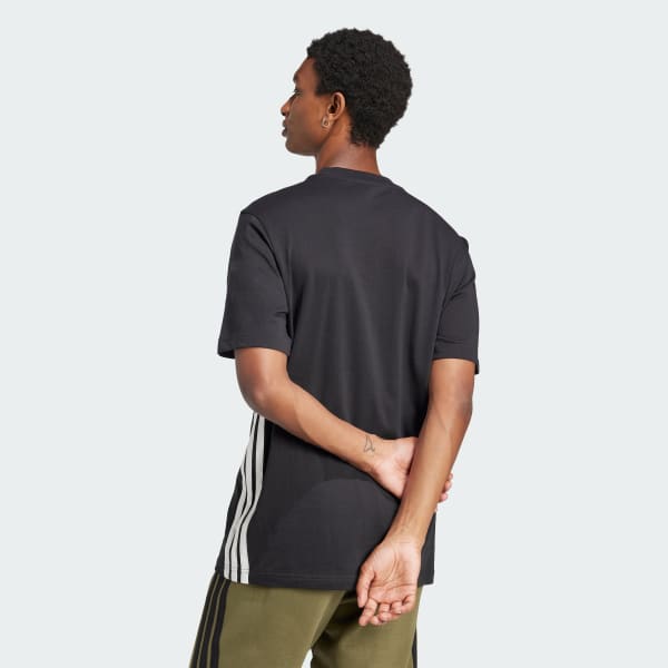 Đen Áo Thun Single Jersey 3 Sọc Essentials