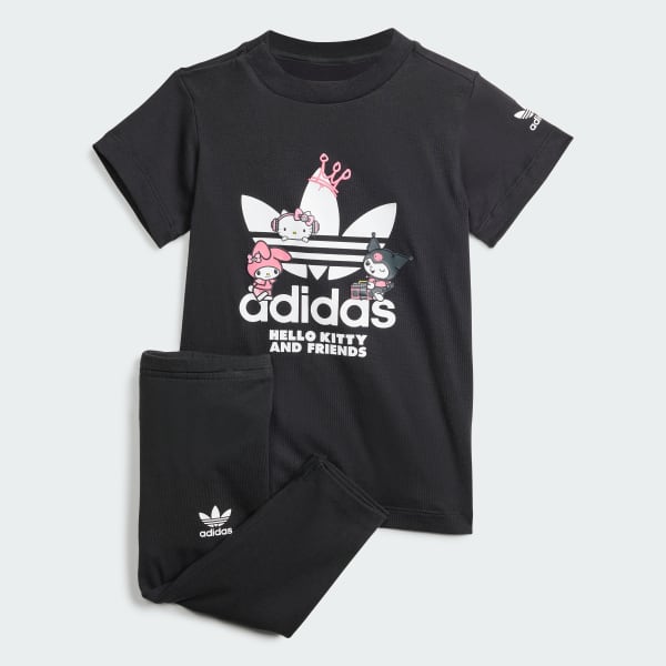 Negro Conjunto de Vestido Playera y Mallas adidas Originals x Hello Kitty