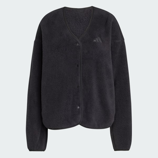 Μαύρο Cardigan από φλις Future Icons με 3 ρίγες