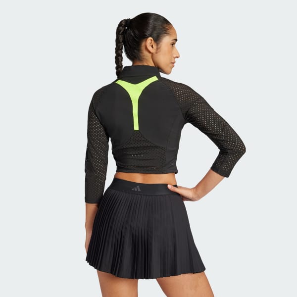 Svart Tennis Pro Coldblack FreeLift Long Sleeve Cropped T-skjorte