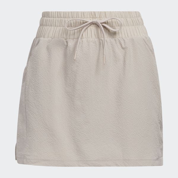 Brown Seersucker 16-Inch Golf Skort