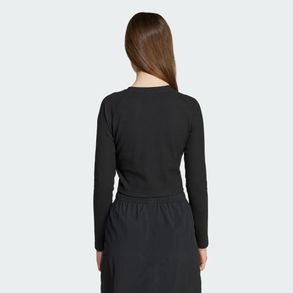 Black Rib Crop Long Sleeve Tee Kids