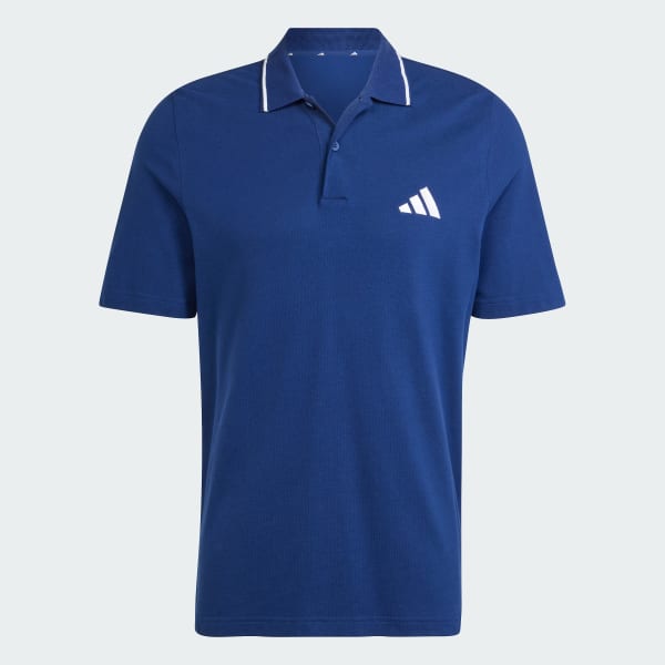 Blue Essentials Small Logo Piqué Polo Shirt