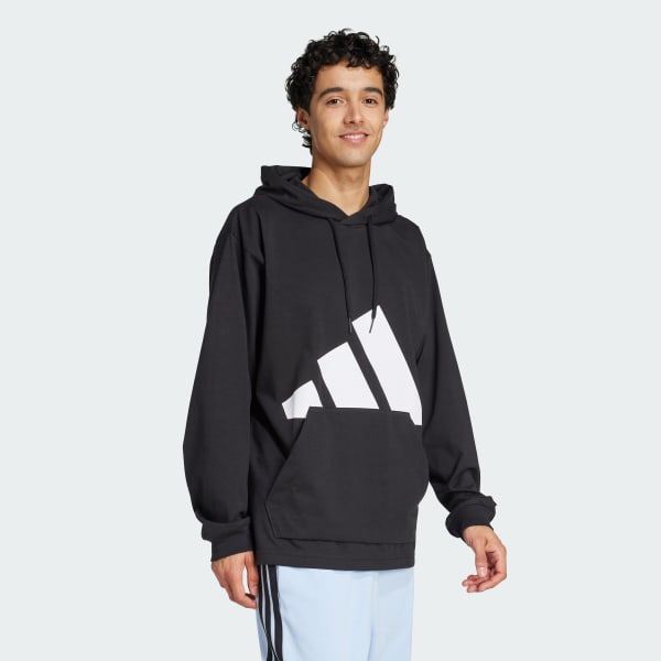 Black Essentials Big Logo Single Jersey Hoodie