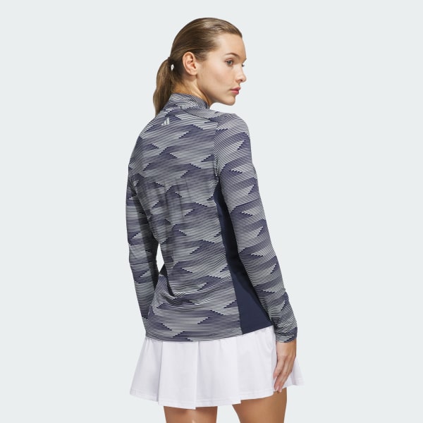 Blue Ultimate365 Printed Quarter-Zip Mock Polo Shirt