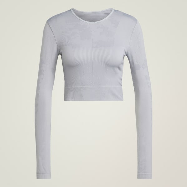 Grey adidas by Stella McCartney TrueStrength Seamless Long Sleeve Yoga Top