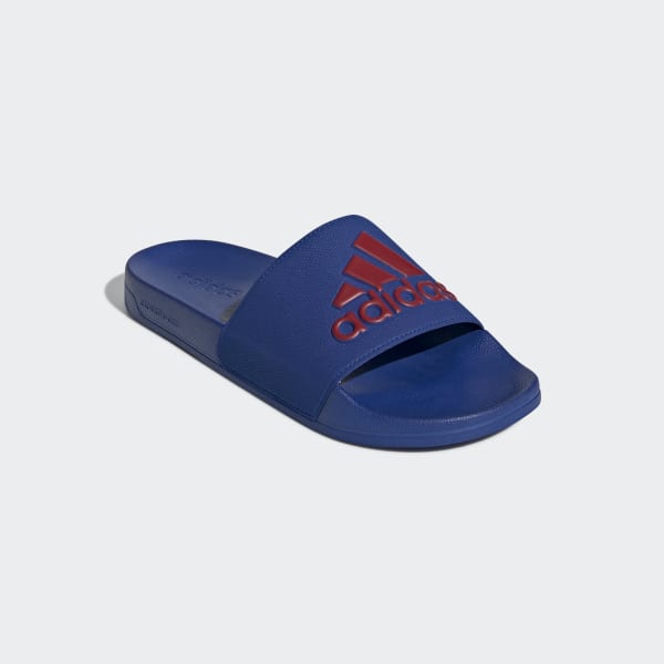 blue adidas slides