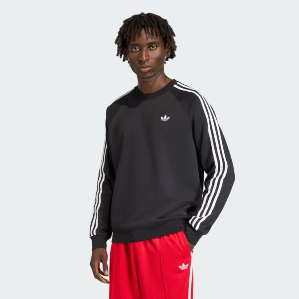 adidas 3-STRIPES CREW Sweatshirt - Black | Free Shipping with adiClub