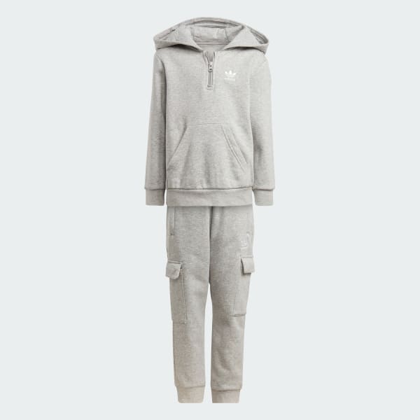 Half Zip Hoodie Cargo Pants Set
