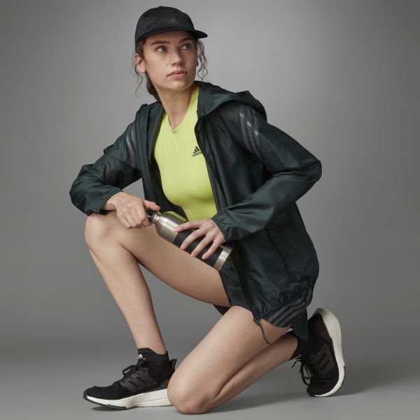 Πράσινο Run Icons 3-Stripes Hooded Running Windbreaker