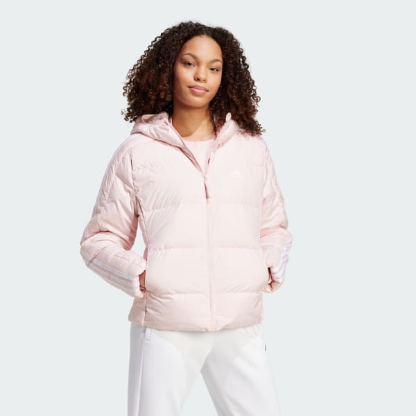 Essentials 3 Stripes Mid Down Hooded Jacket