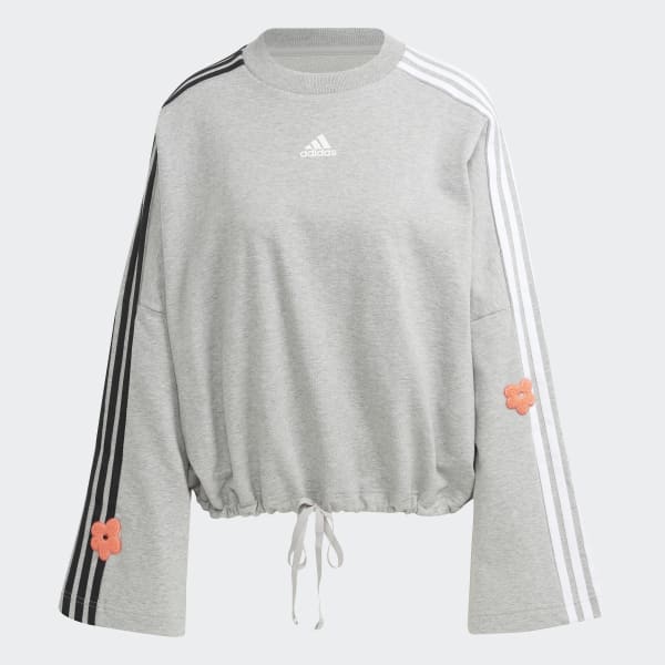 adidas Buzo 3 Tiras con Parches Florales de Chenille Gris