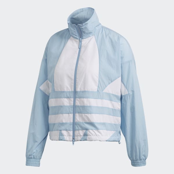 blue and white adidas track jacket