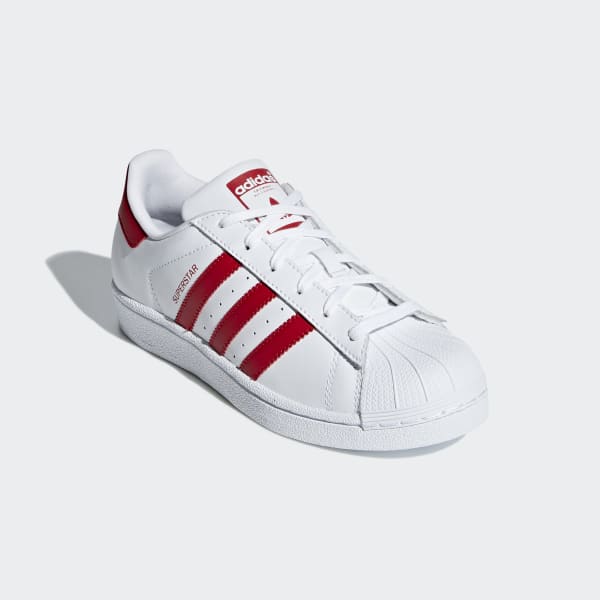 Kids Superstar Cloud White and Scarlet Shoes | adidas US