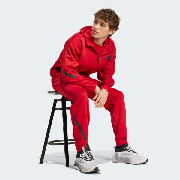 adidas Z.N.E. Full-Zip Hooded Track Jacket - Red | Free