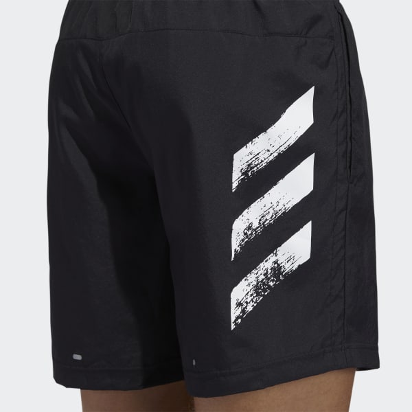 adidas running 3 stripe shorts in black