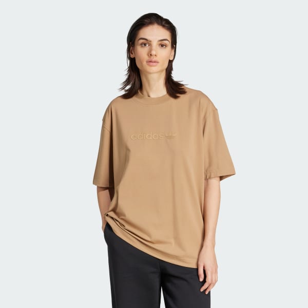 Beige T-shirt oversize logo linéaire Essentials