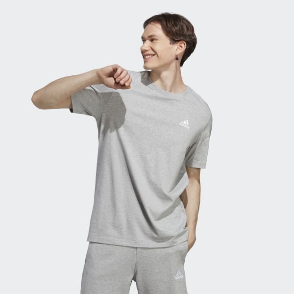 adidas Single Jersey Geborduurd Small T-shirt - grijs | adidas Belgium