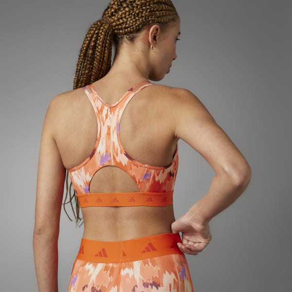 adidas Lift Your Mind PowerReact Medium-Support Bra - Orange, adidas UK