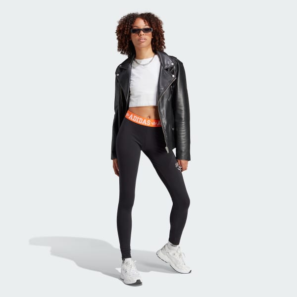 adidas Logo Waistband Tights - Black, Women's Lifestyle