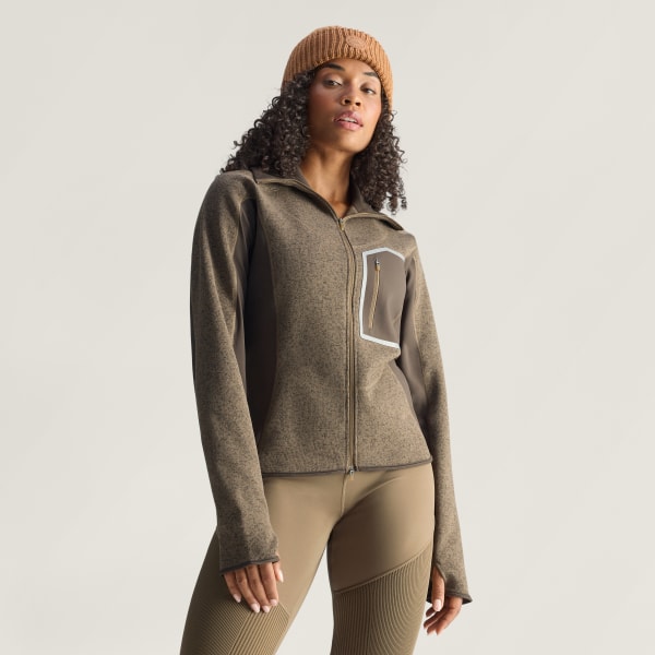 Marron Couche intermédiaire de running zippée adidas by Stella McCartney CLIMAWARM
