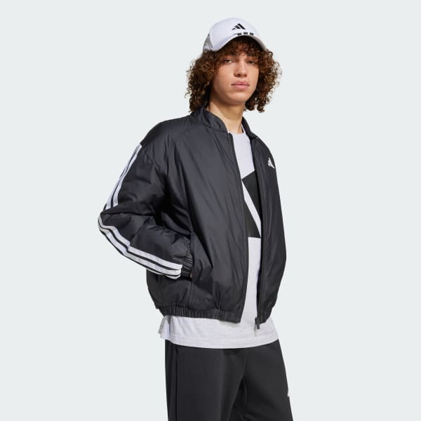 Negro Chaqueta Bómber Térmica Essentials 3 Tiras