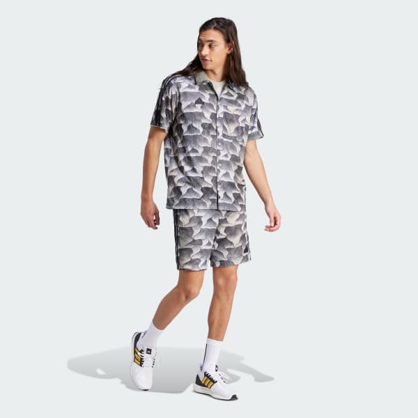 Negro Shorts de Malla Tiro Estampados