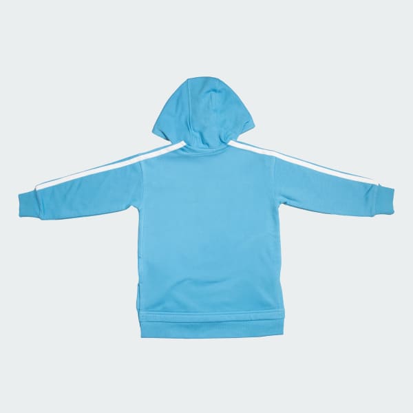 Blue 3 Stripes Full Length Hooded Set Kids