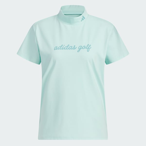 สีเทอร์คอยส์ Heat.rdy คอเสื้อสูงปิดคอเล็กน้อย แขนสั้น