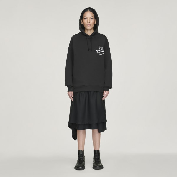 Y-3 ブラック グラフィック フーディ Y-3 GRAPHIC FT HOODIE Y-3│Y-3 ワイスリー