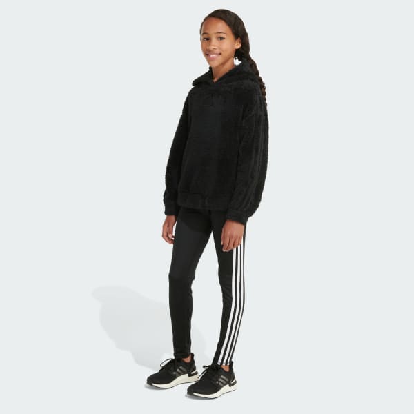 adidas Long Sleeve Cozy Furry Pullover Hoodie - Black, Kids' Training