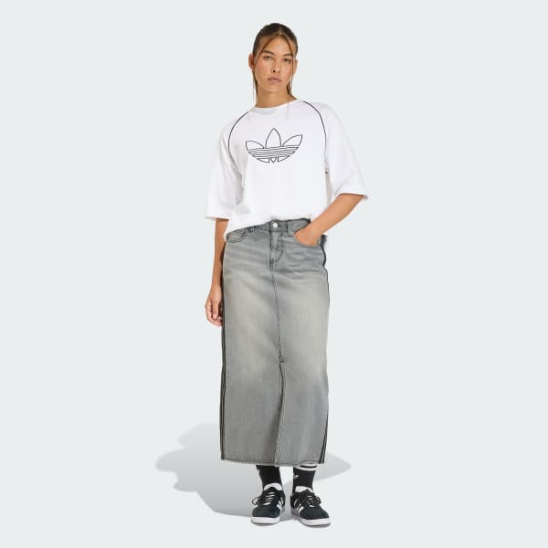 Grey 3-STRIPES PENCIL SKIRT DENIM