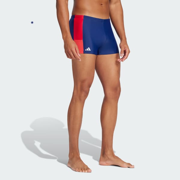 Blau Colorblock Swim Boxer-Badehose