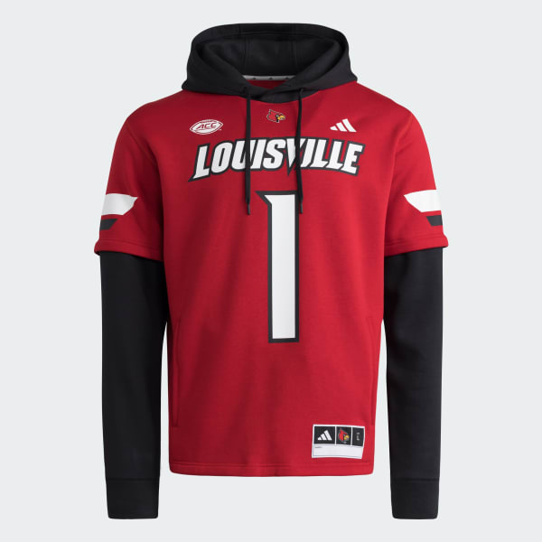 adidas Louisville Cardinals Football Jersey Hoodie - Red | Free
