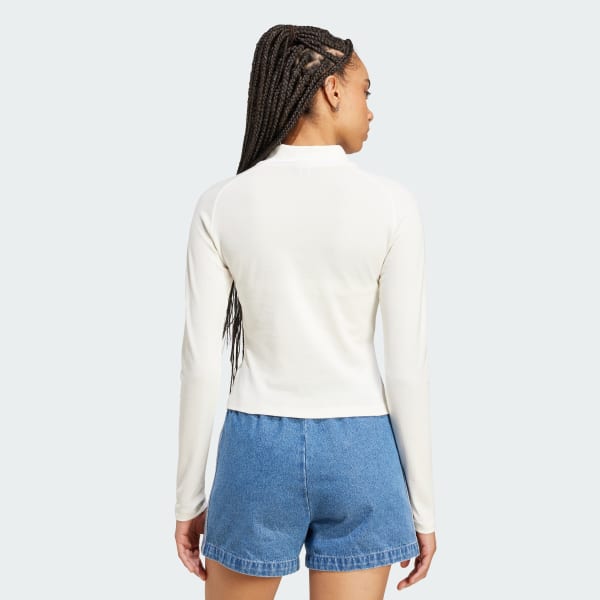 White Long-Sleeve Crest Long-Sleeve Top