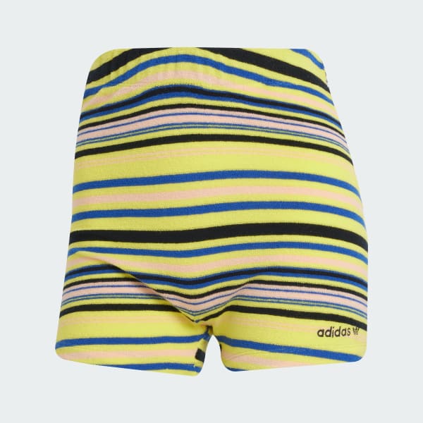 ボトムスその他 adidas Stripe Towel Shorts Yellow Blue JC5331 adidas Originals Striped Towel Shorts Women Casual Lifestyle