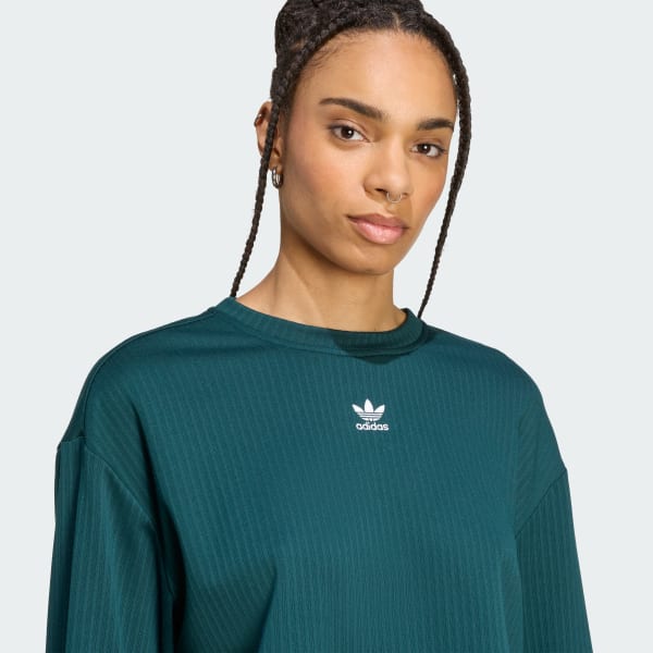 adidas Essentials Winterized Wide Rib Long Sleeve - Green