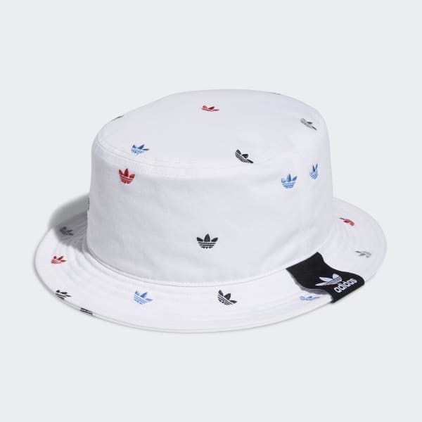 adidas Allover Print Trefoil Bucket Hat - White, Unisex Lifestyle